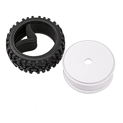 17mm Hub 4.52''OD Rubber Tires & Plastic Wheel Rim with Foam for 1/8 Scale Arrma Python HSP Redcat Kyosho ExceedRC Traxxas Losi HPI XTR Badlands Off-Road RC Buggy, Black