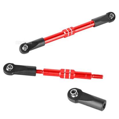 Adjustable Front Rear Toe Links Push Rods Upgrades Part for 1/16 Mini E-Revo Summit Truck,RC Aluminum Turnbuckles Camber Links,Steering Tie Rod,Suspension Pushrod Linkage Set,Red - color: Red -(Aluminum Links)