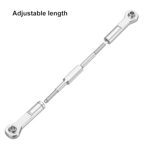 MECCANIXITY 4 Pcs Steering Servo Turnbuckle Rod RC Aluminum Alloy Linkages for HSP 1/10 94123 On-Road RC Car (Silver Tone, 96mm) - color: Silver Tone, size: 96mm