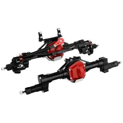 Aluminum Front & Rear Portal Axles for Axial SCX10 & SCX10 II 1/10 RC Crawler Car Axle Set Metal Upgrades Part (Black) - color: Black