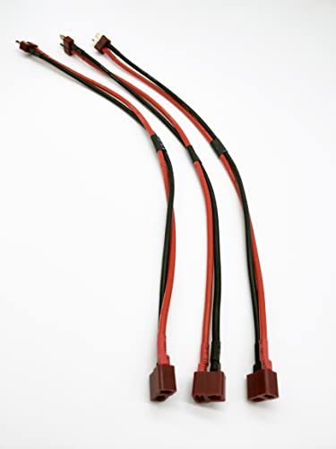 3-Pack T Plug Male Connector to Female Connector Adapter Extension Cable with 11.8inch 14awg Wire for RC Battery Toy DIY Spare Part