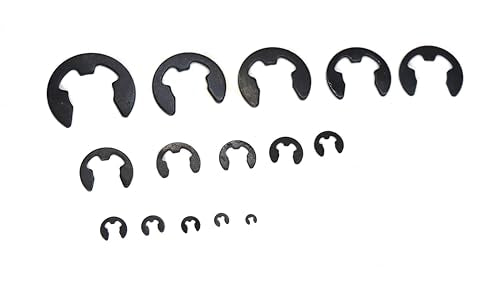 cSeao External Retaining Rings Snap Rings Assortment kit Steel External Circlip Snap External Retaining C-Clips Rings Set (Black E Clip), 395 Pieces - size: Black E Clip