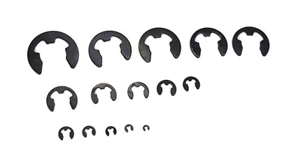 cSeao External Retaining Rings Snap Rings Assortment kit Steel External Circlip Snap External Retaining C-Clips Rings Set (Black E Clip), 395 Pieces - size: Black E Clip