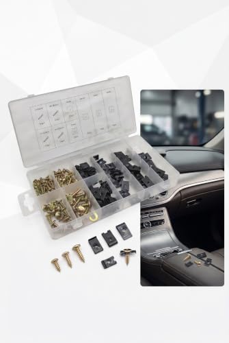 170 PCS Car U Clip and Screw Assortment Kit, Automotive Metal U Nuts with Self Tapping Screws for Door Panel Interior, Universal Fastener Set (Multicolored)