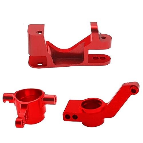 Metal C-Hubs Caster Blocks, Steering Blocks & Rear Stub Axle Carriers w/Ball Bearings Compatible with 1/10 Traxxas Slash 4X4, Stampede 4X4, Rustler 4WD Replaces of 6837 6832 1952 (Red) - color: Red