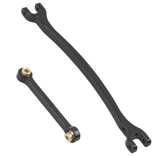 8PCS ShareGoo Aluminum Alloy Chassis Links Rod & Steering Linkage Compatible with 1/24 FMS FCX24M RC Upgrade Parts (Black) - color: Black