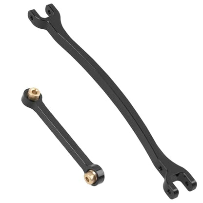8PCS ShareGoo Aluminum Alloy Chassis Links Rod & Steering Linkage Compatible with 1/24 FMS FCX24M RC Upgrade Parts (Black) - color: Black