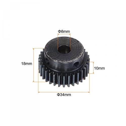 uxcell 1Mod 32T Pinion Gear 8mm Bore Hardened Steel Motor Rack Spur Gear with Step for RC Car Truck Buggy Gear Drive, 2 Set