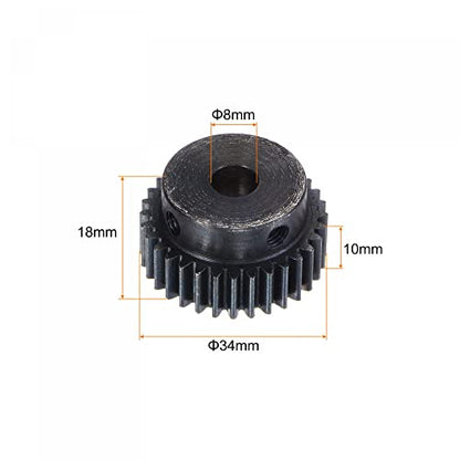 uxcell 1Mod 32T Pinion Gear 8mm Bore Hardened Steel Motor Rack Spur Gear with Step for RC Car Truck Buggy Gear Drive, 2 Set