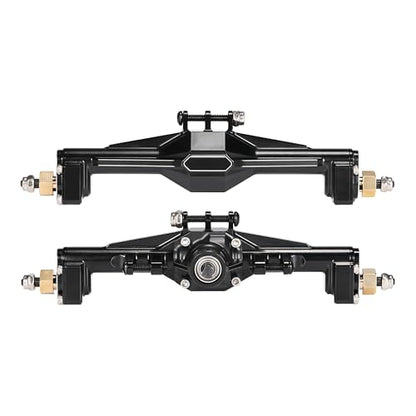 AMK Aluminum TRX4M Axles, CNC TRX4M Portal Axles Front & Rear Set with Steering Link, Aluminum Alloy Housing with Brass Hex for 1/18 RC Crawler TRX4M Defender Bronco Upgrade Parts (Black) - color: Black
