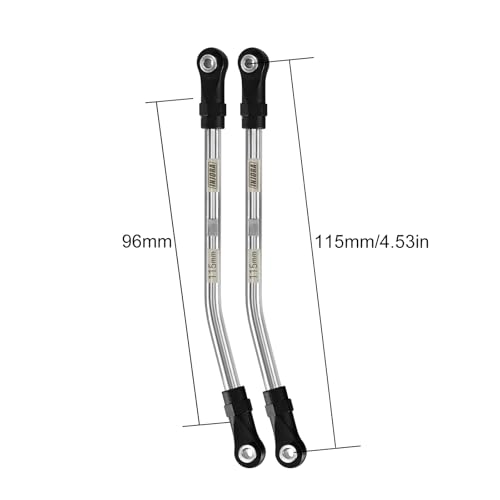INJORA Stainless Steel High Clearance Links with Rod Ends for TRX4 SCX10 II SCX10 III VS4-10 1/10 RC Crawler Car Upgrade(115mm) - size: 115mm