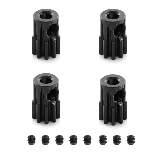 48DP 9T Metal Pinion, 2.3mm Shaft Bore Gear, CNC Hardened Steel Gear, Metal Motor Gear for 2.3mm Shaft Motor, 1/16 1/18 RC Car Metal Gear Upgrade Part 4Pcs