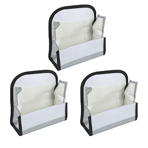 Fafeicy Fireproof Explosionproof Lipo Battery Safe Bag 2PCS 185x75x60mm with Airflow Isolating PVC Fiber for Lipo Battery Storage Transport and Charging