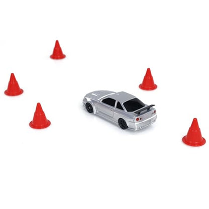 1/43 Scale RC Drift Race Vehicle Gyro 4WD Ready to Go Mini Remote Control Car High Speed Model RTR Racing Car Gift(Silver Gray) - color: Silver Grey
