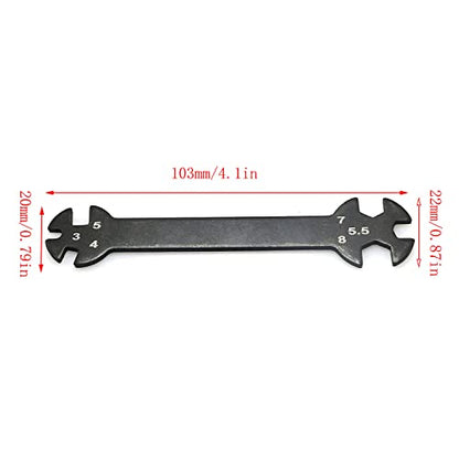 RLECS RC Car Multi-Function Tool - 6 in 1 Special Wrench 3/4/5/5.5/7/8MM for Turnbuckles & Nuts