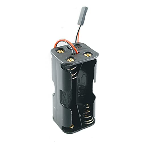 RC 4 Cell AA Battery Holder with Futaba FUT JR Plug/3-Pin Servo Connector | 6V Battery Holder with Dupont Connector | Battery Holder for Receiver Cars Heli Planes Boats