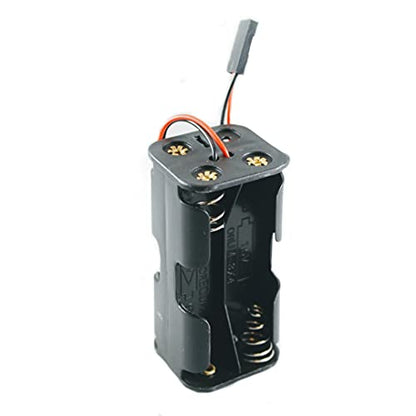 RC 4 Cell AA Battery Holder with Futaba FUT JR Plug/3-Pin Servo Connector | 6V Battery Holder with Dupont Connector | Battery Holder for Receiver Cars Heli Planes Boats