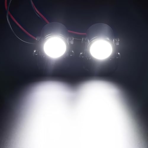 AMK 1/10 RC Crawler LED Lights, 2Pcs 3W Aluminum Headlights Spotlight, 5-12V RC Light Kit with Receiver or 2S/3S Power for Axial SCX10 90046 RC4WD D90 TRX4 TRX6 DIY Upgrade Accessories (Black) - color: Black
