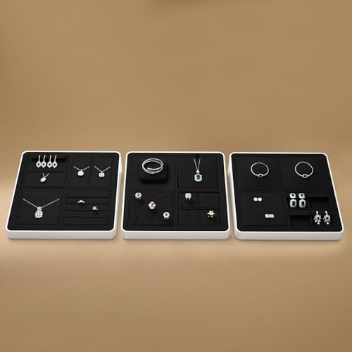 Oirlv Black Microfiber Jewelry Stud Earring Tray Display Tray Interchangeable Modular Jewelry Tray - style: P13706