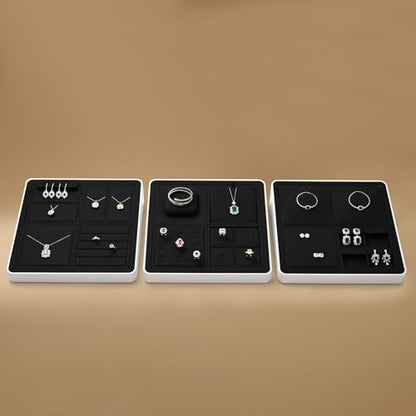 Oirlv Microfiber Jewelry Display Tray Necklace Display Stand Tangling-Free Modular Jewelry Tray - style: P13716