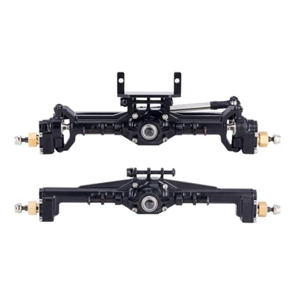 1/18 TRX4M Portal Axle,109.6g Aluminum CNC TRX4M Axle, Extended +10mm TRX4M Portal Axles with Two Servo Mount Options, for RC Crawler Car TRX4M Axle Upgrade Parts (Black)