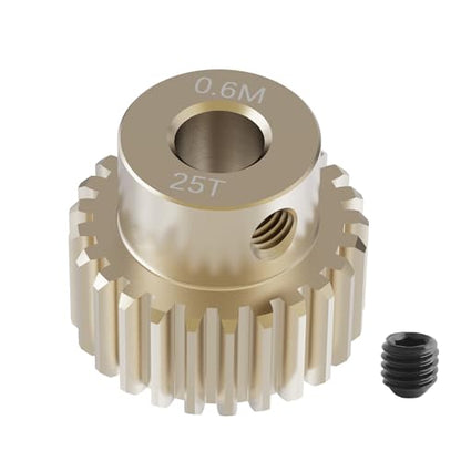 Pinion Motor Gear, M0.6 25T, 1/8 in (3.175mm) Shaft Hole | M0.6 Pitch 25 Teeth, 7075 Aluminum Alloy, 1/8 Inch Shaft Hole, RC Motor Pinion Upgrade, for 1/10 RC Brushless Crawler - size: M0.6 25T