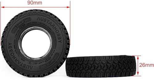 RC Car Tires,WONFAST 4PCS 1.55 inch Mud Wheel Tyre Terrain Crawler Rubber Tires Foam Insert for 1:10 RC Crawler Car for Axial 90069 TF2 D90 CC01 LC70 Tamiya MST JIMNY UTB18(90MM) - color: 90mm
