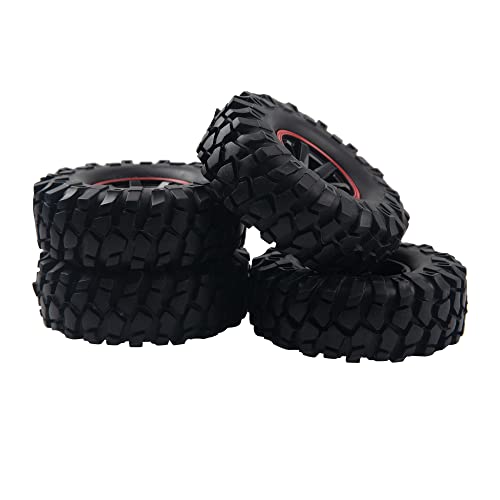6-Spoke 1.9" Rubber Tires 108mm Wheels & 12mm Hex Hub Wheel Rims Compatible with 1/10 Axial D90 SCX10 CC01 TF2 RC Off-Road Climbing Crawler Car