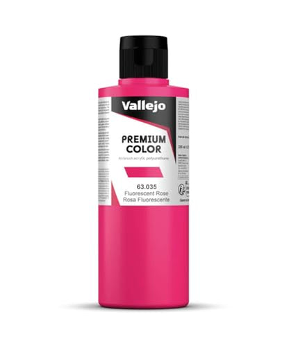 Vallejo - Premium Color Fluorescent Rose 6.76 Fl.Oz. (200 ml) for Airbrushing, Acrylic-Polyurethane Hybrid Resin of Great Resistance Paint, RC, Model and Hobby Use - style: Fluorescent Rose