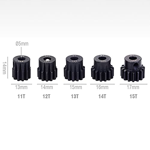 Metal Steel M1 Pinion Gear Sets 11T 12T 13T 14T 15T 5mm Shaft Motor Gears with Hex Key for 1/10 RC Brushless Brush Motor | Metal Steel,With Hex Key for Arrma HSP HPI AXIAL Tamiya Losi 1/10 RC Brushless Brush Motor - style: 11T 12T 13T 14T 15T