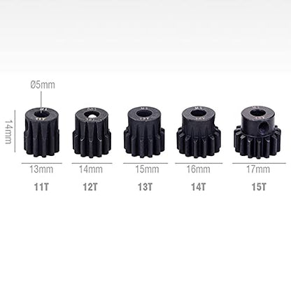 Metal Steel M1 Pinion Gear Sets 11T 12T 13T 14T 15T 5mm Shaft Motor Gears with Hex Key for 1/10 RC Brushless Brush Motor | Metal Steel,With Hex Key for Arrma HSP HPI AXIAL Tamiya Losi 1/10 RC Brushless Brush Motor - style: 11T 12T 13T 14T 15T