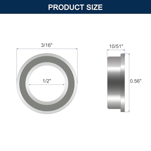 FR3ZZ Flanged Ball Bearing, ID 3/16" x OD 1/2 x Width 10/51" Miniature Bearings, Double Metal Shielded Deep Groove Bearings, Pre-Lubricated (GCr15) Chrome Steel 10pcs - size: FR3ZZ 3/16"x1/2x10/51"