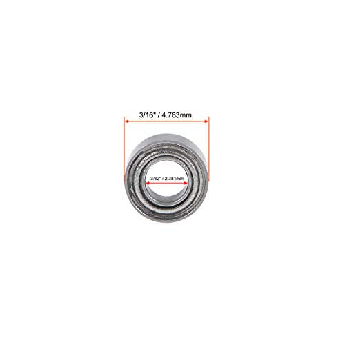uxcell R133ZZ Deep Groove Ball Bearing 3/32-inchx3/16-inchx3/32-inch Shielded Z2 Lever Bearings 10pcs - size: 3/32"x3/16"x3/32"