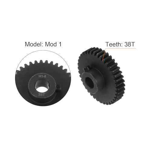 uxcell Mod 1 38T Pinion Gear 8mm Bore Hardened Steel Motor Rack Spur Gear for RC Car Truck Gear Drive