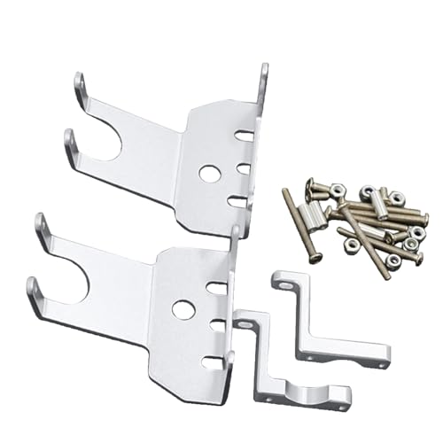 2PCS Aluminum Alloy Axle Protector Chassis Armor Front & Rear Skid Plate Compatible with 90018 90048 90053 1/10 RC Crawler Car Upgrade Parts (Silver) - color: Silver