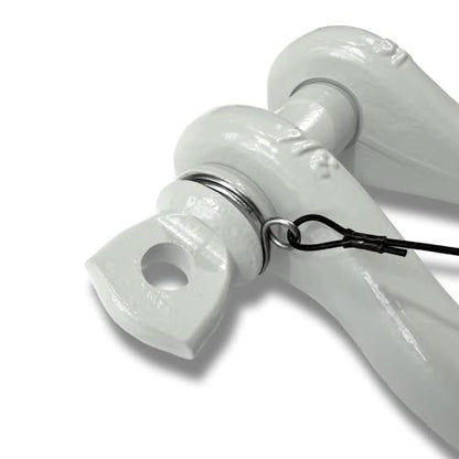 B'oh Spin Pin 3/4” Recovery Shackle | 10,000 lbs Capacity - High-Strength Carbon Steel with 7/8" Pin Recovery Gear Towing Accessories - Pin Style : Screw, Pure White - color: Pure White