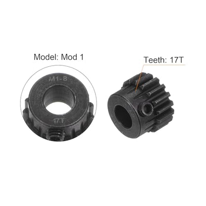 uxcell Mod 1 17T Pinion Gear 8mm Bore Hardened Steel Motor Rack Spur Gear for RC Car Truck Gear Drive