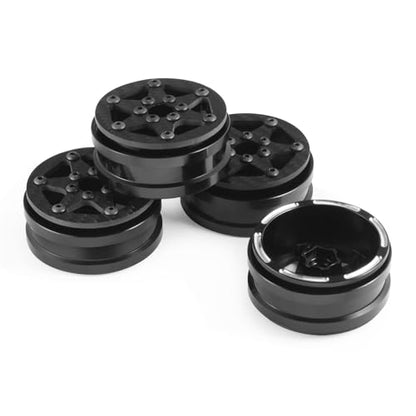 Beadlock Wheel Rims 4PCS 1.9" Upgraded Carbon Fiber Aluminum Wheel Hub Compatible with 1/10 RC Crawler Gen8 TRX-4 Axial VS4-10 Capra SCX10 RC Car Accessories (Patten B) - color: Patten B