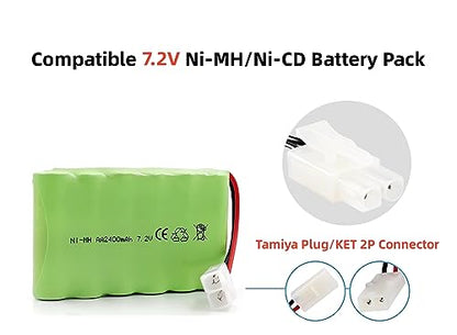 Universal RC Charger Cable with Tamiya Plug/KET 2P Connector Plug for 7.2V Ni-MH/Ni-CD (6S) Battery Pack, Compatible RC Car/Boat/Plane/Drone/Tank/Helicopters/Other Remote Control Toys