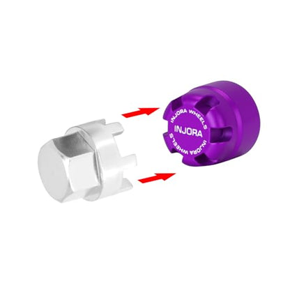 INJORA M2.5 Wheel Lock Nuts with Aluminum Cap for 1/18 RC Crawlers Upgrade(Purple) - color: Purple