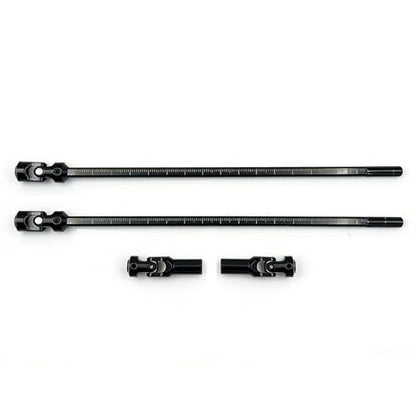 1/10 RC Cut-to-Length Drive Shaft Kit, 68–229mm Adjustable Stainless Steel Driveshafts, CNC Universal Joint Shafts with M4 Screws, for RC Crawler (Black, 2PCS)