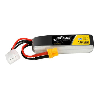 TATTU 450mAh 2S1P 95C 7.6V High Voltage Lipo Battery Pack with XT30 Plug - Long Pack(1Pcs)
