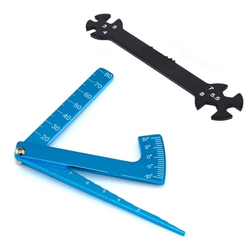 6in1 Wrench Tool 3/4/5/5.5/7/8mm + Camber Gauge Adjustable Ruler for Turnbuckles with Nuts Multifunctional Rc Car Toys Tools(Style A RED) - color: Style a Red