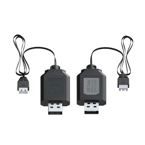 2 Pack USB Charger Cable for 7.4V LiPo & Li-ion Batteries by MMOBIEL - USB to XH-3P Connector, 1A 2S Charge Adapter for RC Drones, Quadcopters, WLtoys, Skytech, Gel Splatter Blasters, and More