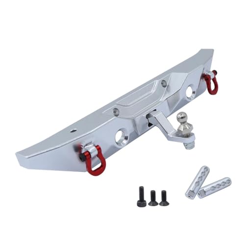 RC Car Parts for MN128 Metal Front Rear Bumper with Tow Hitch Shackles Winch Hole 1/12 RC Crawler Upgrade Parts Replacement Car Accessories(Silver,Rear) - color: Silver, size: Rear