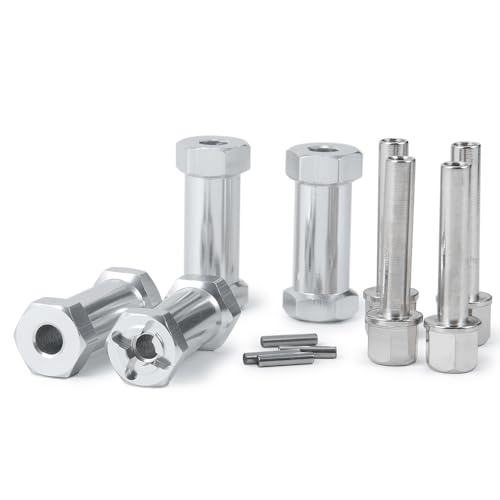 RC 12mm Wheel Hex Drive Hubs Combiner Coupler Aluminum 15mm/20mm/25mm/30mm Offset Extension Longer Combiner Drive Adapter for 1/10 Axial SCX10 Wraith RC Car Upgrade Parts (Silver - 30mm) - color: Silver - 30mm