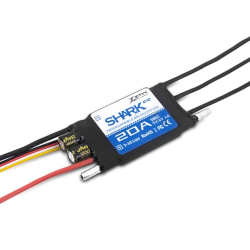 ZTW Shark G2 20A ESC 2-4S Built-in Swithcing BEC 5V/6V 4A Water-Cooling Bidirectional Waterproof Brushless Speed Controller for RC Boat Marine - size: 20A