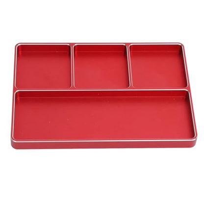 POCREATION RC Screw Tray Aluminum Alloy Magnetic Parts Organizer with 4 Grids 128 X 90 X 9.5 Mm for RC Car Plane Helicopter Boat Repair Workbench Use (Red) - color: Red