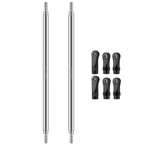 2Pcs Stainless Steel Link Rod Linkage Plastic Link Rod End，145mm | 55mm-155mm，Upgrade Parts，For Axial 1/10 SCX10 TRX4，RC Crawler Car - style: 145mm