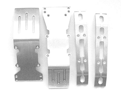 RC Car Skid Plate for T-Maxx and E-maxx Brushed Aluminum Skid Plate Front and Rear with a Set of Brushed Aluminum Bumper Set- RC Car Upgrade Parts